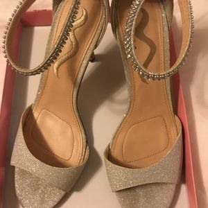 Silver rhinestone high heels